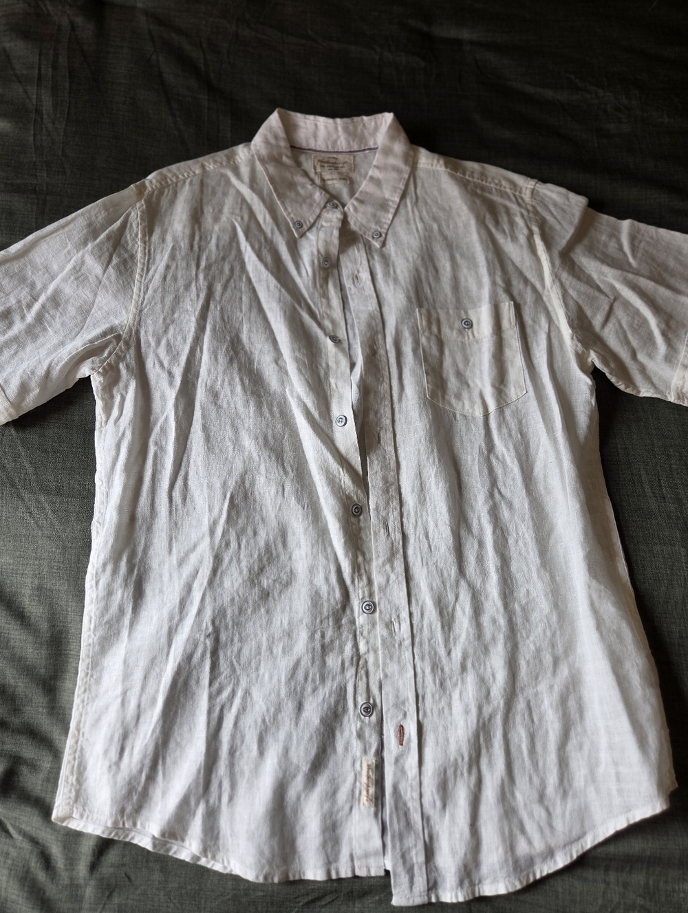 Weatherproof Vintage Mens Linen Button Up Shirt Size Medium